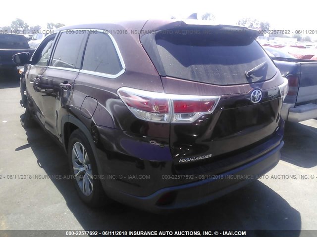 5TDZKRFH7ES020544 - 2014 TOYOTA HIGHLANDER LE/LE PLUS 栗色 照片 3
