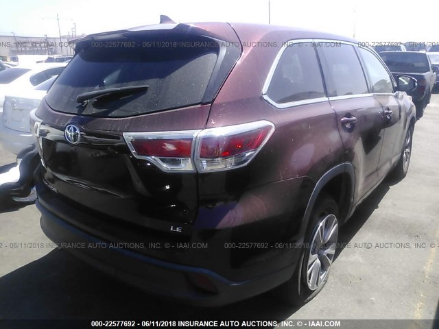 5TDZKRFH7ES020544 - 2014 TOYOTA HIGHLANDER LE/LE PLUS 栗色 照片 4