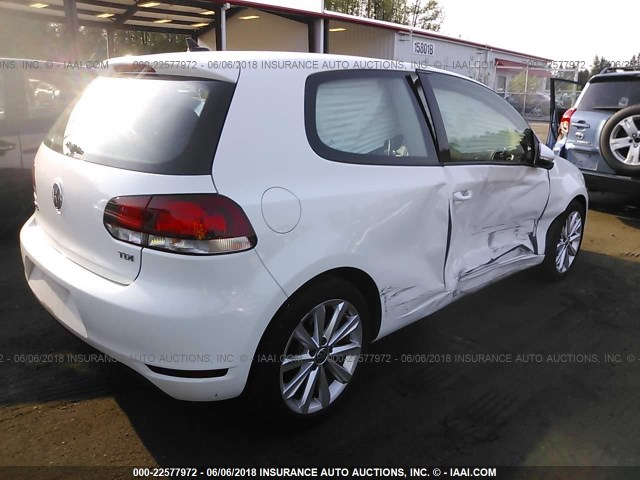 WVWMM7AJ5CW334144 - 2012 VOLKSWAGEN GOLF WHITE photo 4