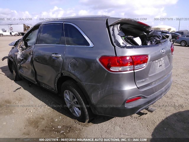 5XYPG4A33JG384796 - 2018 KIA SORENTO LX/L GRAY photo 3