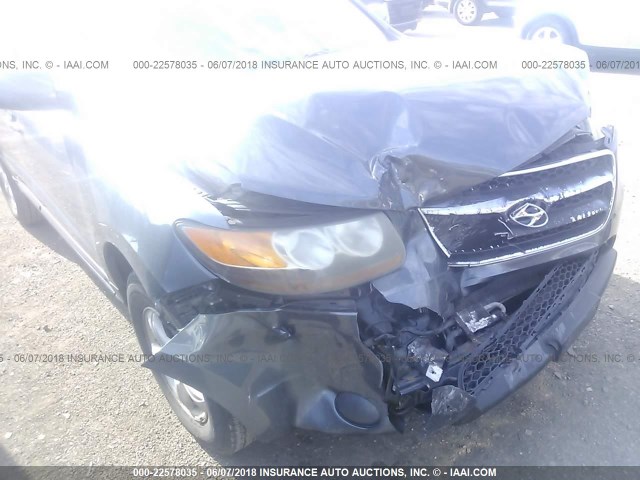 5NMSG13D77H072266 - 2007 HYUNDAI SANTA FE GLS GRAY photo 6