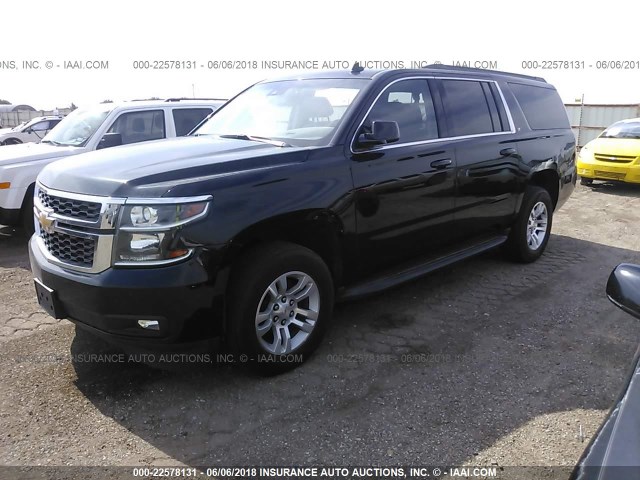 1GNSCJKC0FR289843 - 2015 CHEVROLET SUBURBAN C1500 LT BLACK photo 2