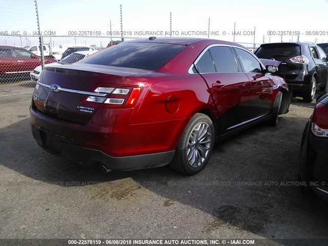 1FAHP2F86EG183268 - 2014 FORD TAURUS LIMITED RED photo 4