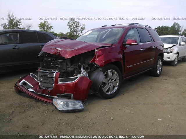 1GKKVTKD5DJ243027 - 2013 GMC ACADIA DENALI RED photo 2