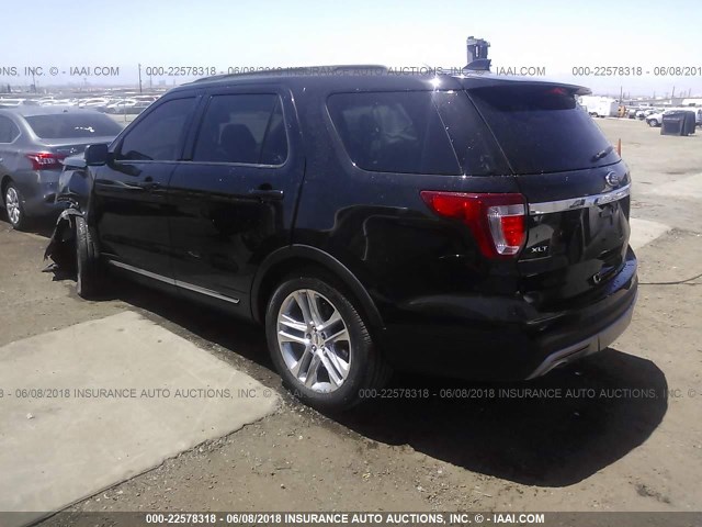 1FM5K7D84GGA25974 - 2016 FORD EXPLORER XLT BLACK photo 3