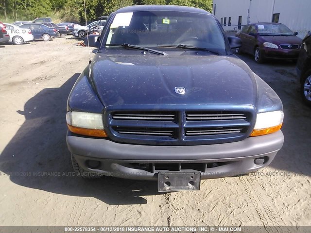 1D7HG12X33S334293 - 2003 DODGE DAKOTA SXT BLUE photo 6