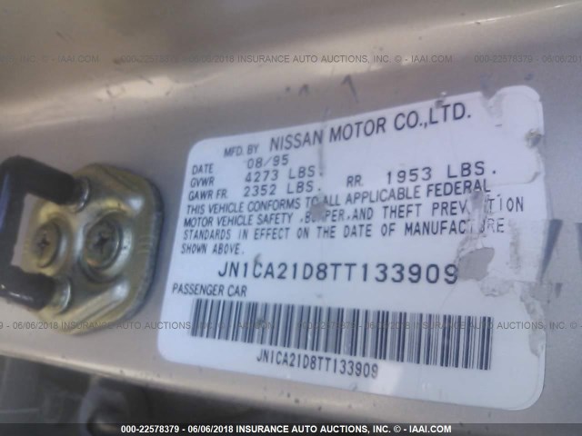 JN1CA21D8TT133909 - 1996 NISSAN MAXIMA GLE/GXE/SE GOLD photo 9