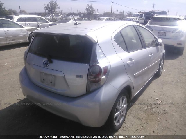 JTDKDTB35C1018398 - 2012 TOYOTA PRIUS C SILVER photo 4