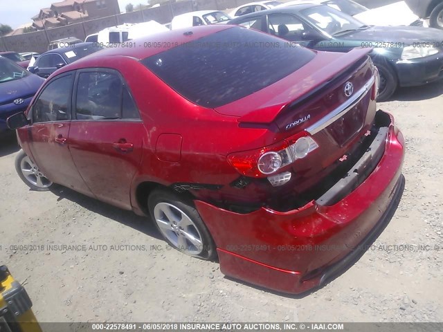 2T1BU4EE5BC697960 - 2011 TOYOTA COROLLA S/LE RED photo 3