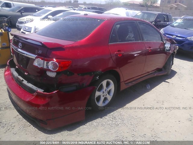 2T1BU4EE5BC697960 - 2011 TOYOTA COROLLA S/LE RED photo 4