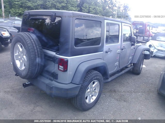 1C4HJWDG4FL556054 - 2015 JEEP WRANGLER UNLIMITE SPORT SILVER photo 4