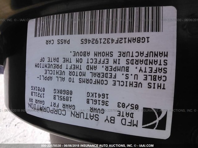 1G8AN12F43Z192465 - 2003 SATURN ION LEVEL 2 Qırmızı foto 9