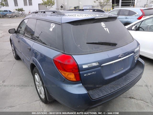 4S4BP61CX76321319 - 2007 SUBARU LEGACY OUTBACK 2.5I BLUE photo 3