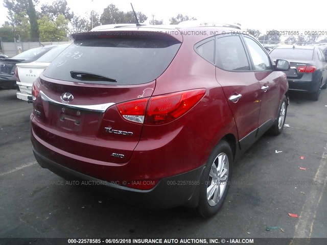 KM8JUCAC1AU099260 - 2010 HYUNDAI TUCSON GLS/LIMITED RED photo 4