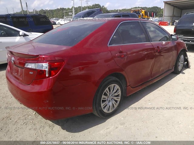 4T1BF1FK2CU557250 - 2012 TOYOTA CAMRY SE/LE/XLE MAROON photo 4