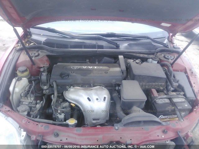 4T1BE46K27U065649 - 2007 TOYOTA CAMRY NEW GENERAT CE/LE/XLE/SE RED photo 10