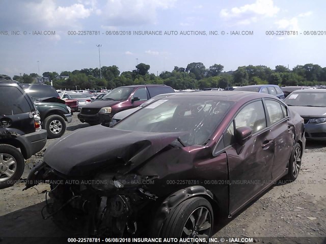 2HGFB2F91FH529016 - 2015 HONDA CIVIC EXL მუქწითელი ფოტო 2