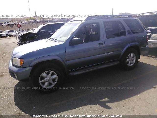 JN8DR09Y02W704493 - 2002 NISSAN PATHFINDER LE/SE BLUE photo 2