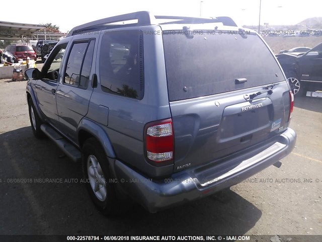 JN8DR09Y02W704493 - 2002 NISSAN PATHFINDER LE/SE BLUE photo 3