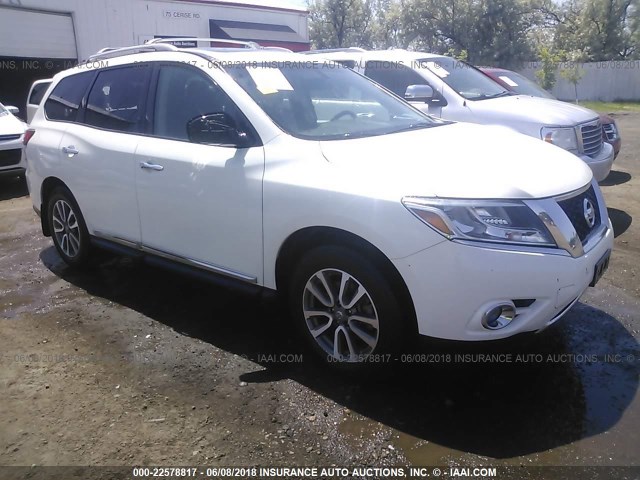 5N1AR2MM9DC634068 - 2013 NISSAN PATHFINDER S/SV/SL/PLATINUM WHITE photo 1