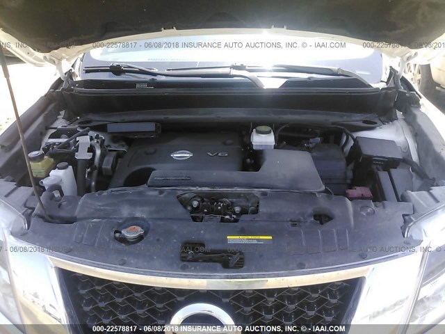 5N1AR2MM9DC634068 - 2013 NISSAN PATHFINDER S/SV/SL/PLATINUM WHITE photo 10