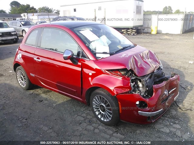 3C3CFFCRXCT139847 - 2012 FIAT 500 LOUNGE RED photo 1