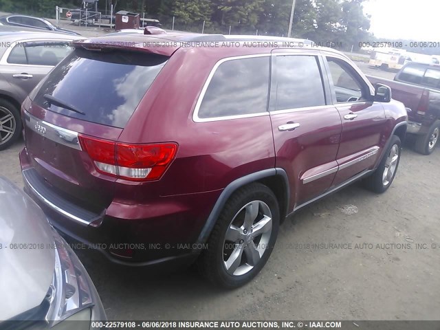 1C4RJFCG0CC132694 - 2012 JEEP GRAND CHEROKEE OVERLAND RED photo 4