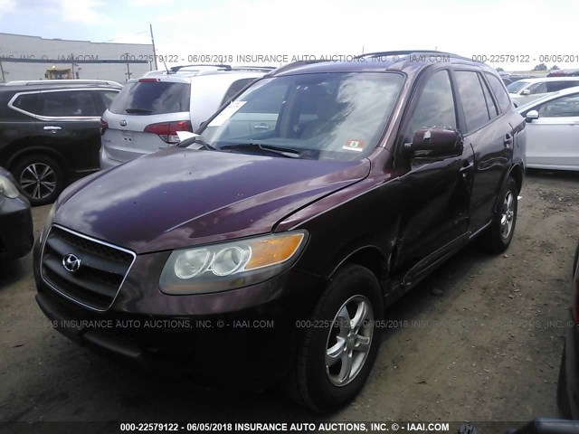 5NMSG13D77H100728 - 2007 HYUNDAI SANTA FE GLS MAROON photo 2