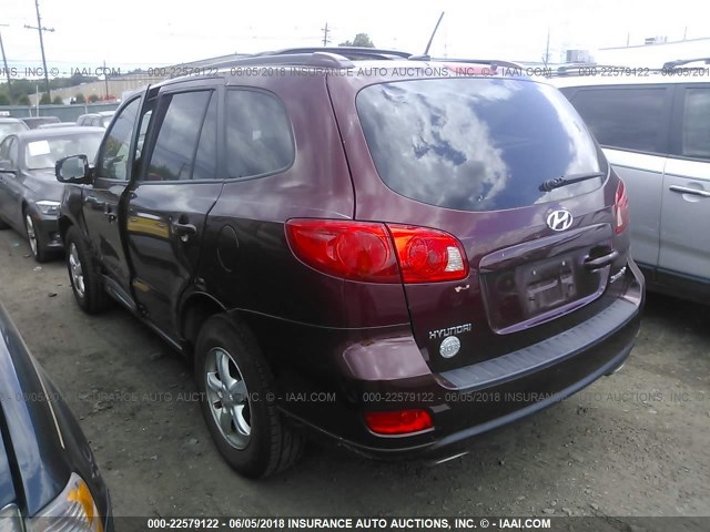 5NMSG13D77H100728 - 2007 HYUNDAI SANTA FE GLS MAROON photo 3