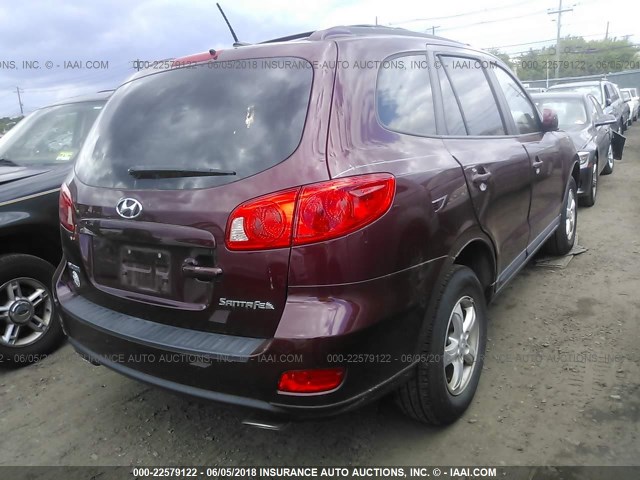 5NMSG13D77H100728 - 2007 HYUNDAI SANTA FE GLS MAROON photo 4