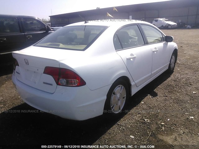 JHMFA36216S018357 - 2006 HONDA CIVIC HYBRID WHITE photo 4