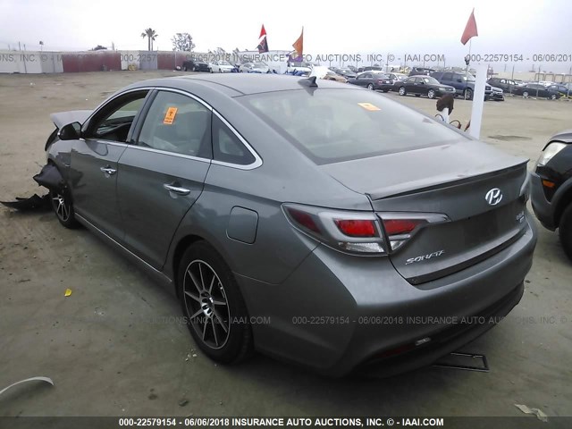 KMHE34L39HA076005 - 2017 HYUNDAI SONATA HYBRID/LIMITED GRAY photo 3