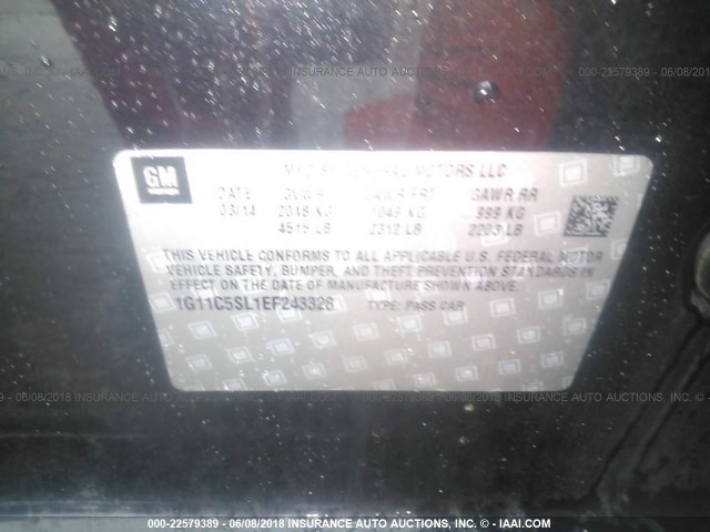 1G11C5SL1EF243328 - 2014 CHEVROLET MALIBU 1LT 黑色 照片 9