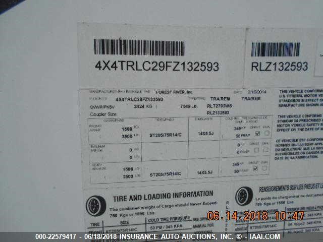 4X4TRLC29FZ132593 - 2015 FOREST RIVER ROCKWOOD  白色 照片 6