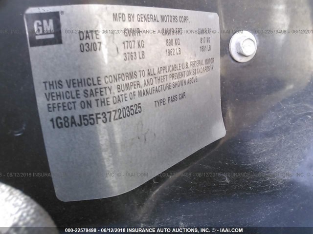 1G8AJ55F37Z203525 - 2007 SATURN ION LEVEL 2 Mavi foto 9