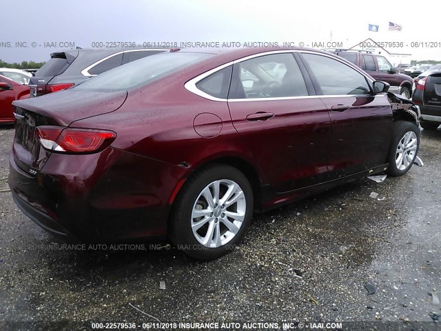 1C3CCCAB9FN640097 - 2015 CHRYSLER 200 LIMITED MAROON photo 4