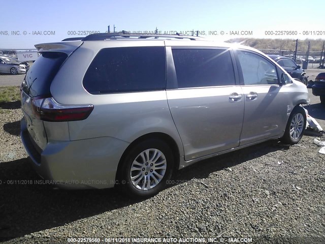 5TDYK3DC7FS558761 - 2015 TOYOTA SIENNA XLE/LIMITED GRAY photo 4