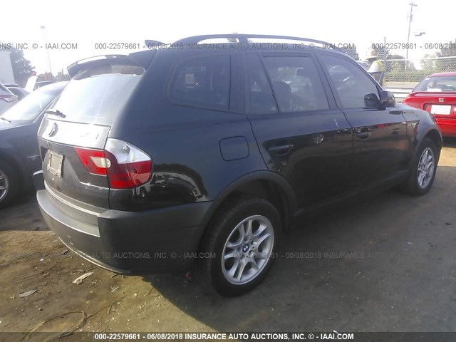 WBXPA734X4WC37302 - 2004 BMW X3 2.5I BLACK photo 4