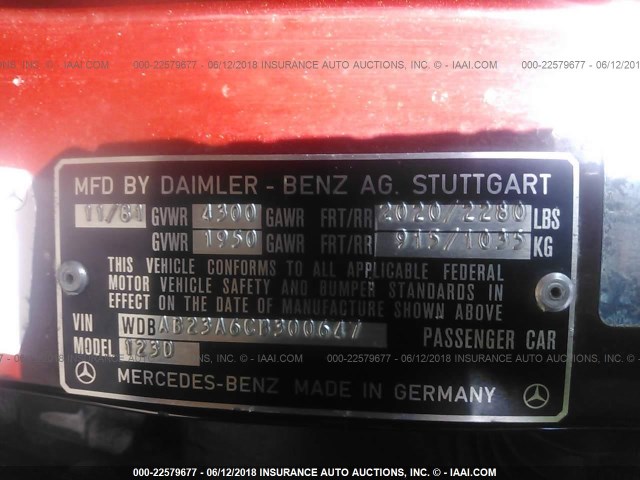 WDBAB23A6CB300647 - 1982 MERCEDES-BENZ 240 D BROWN photo 9