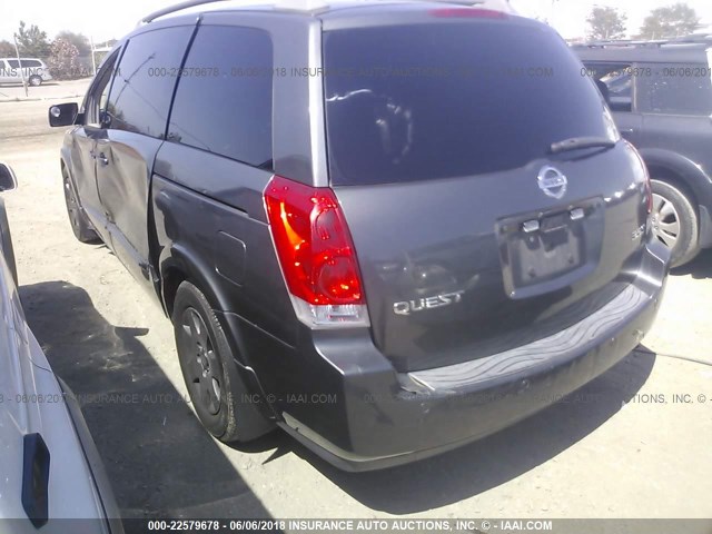 5N1BV28U75N101815 - 2005 NISSAN QUEST S/SE/SL GRAY photo 3