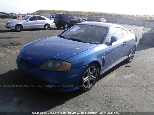 KMHHN65F44U127185 - 2004 HYUNDAI TIBURON GT BLUE photo 2