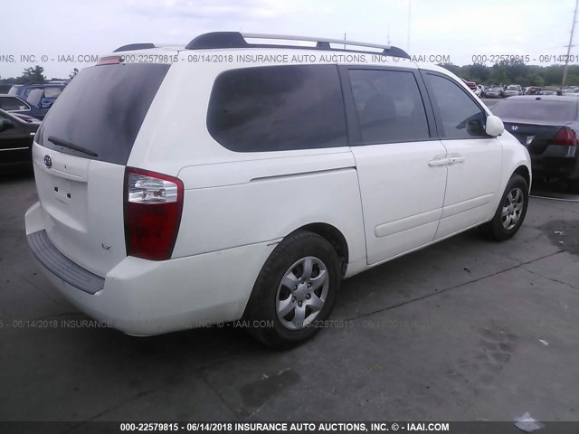 KNDMB233386241136 - 2008 KIA SEDONA EX/LX WHITE photo 4