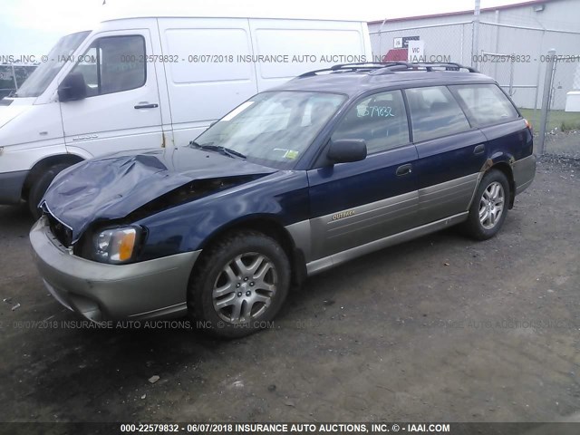 4S3BH675X36637548 - 2003 SUBARU LEGACY OUTBACK AWP BLUE photo 2