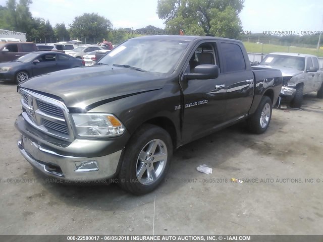 1C6RD7LTXCS114159 - 2012 DODGE RAM 1500 SLT GREEN photo 2