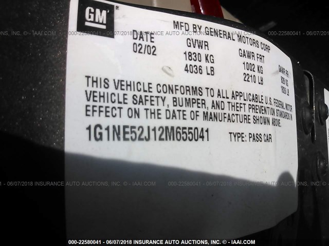 1G1NE52J12M655041 - 2002 CHEVROLET MALIBU LS 棕色 照片 9