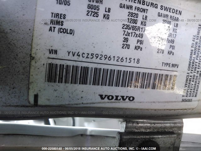 YV4CZ592961261518 - 2006 VOLVO XC90 SILVER photo 9