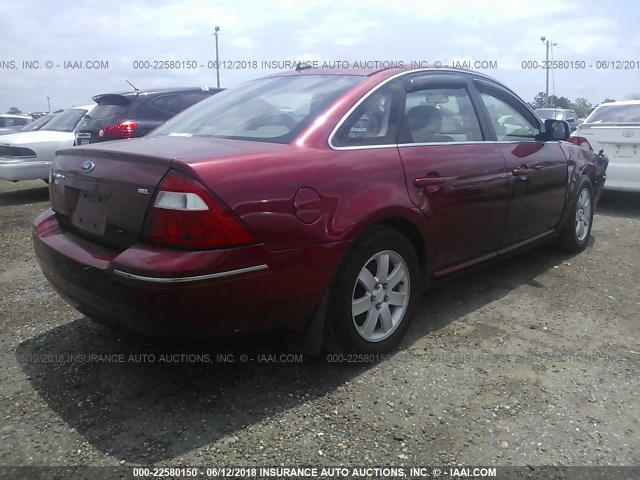 1FAHP24117G153832 - 2007 FORD FIVE HUNDRED SEL RED photo 4