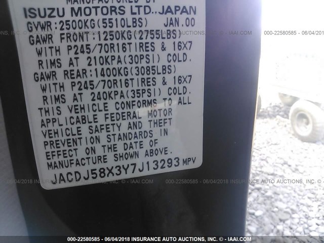 JACDJ58X3Y7J13293 - 2000 ISUZU TROOPER S/LS/LIMITED 绿色 照片 9