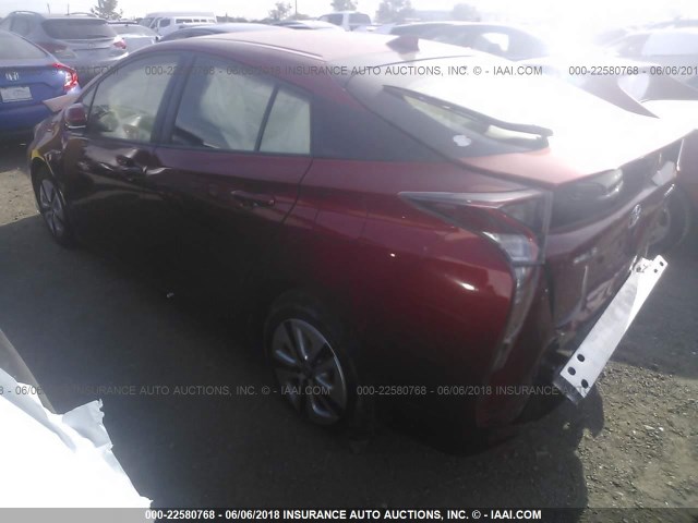 JTDKBRFU9H3558361 - 2017 TOYOTA PRIUS RED photo 3