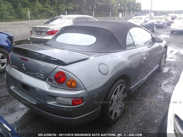 4A3AE75H83E023463 - 2003 MITSUBISHI ECLIPSE SPYDER GTS GRAY photo 4